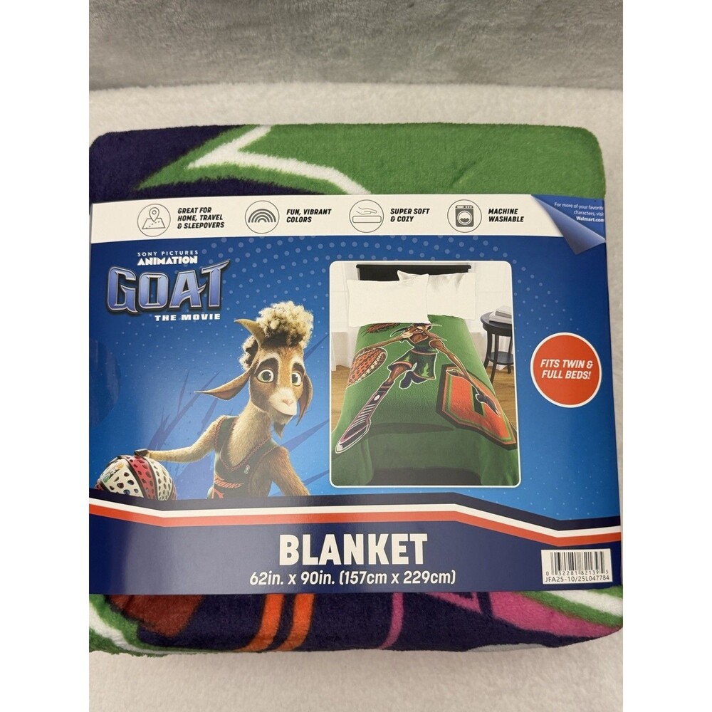 GOAT The Movie Blanket 62 x 90 Twin Full Green Basketball Soft Cozy Kids